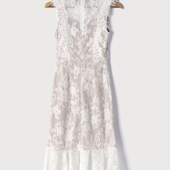NWT Lulus Take this Dance White Lace Sleeveless Mock Neck Midi Dress​ - Picture 6 of 11